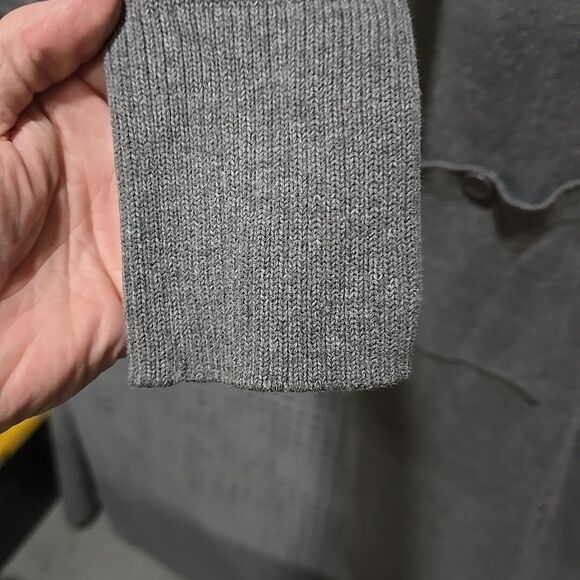 Long Cardigan Sweater Trench Duster SzS Y2K Button Hooded Gray Boho Chic Preppy - Picture 8 of 16